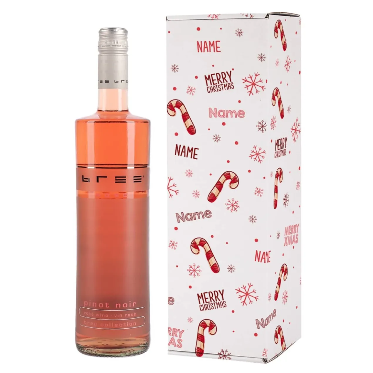BREE Wein in 3 Sorten in weihnachtlicher Geschenkverpackung mit Namensaufdruck