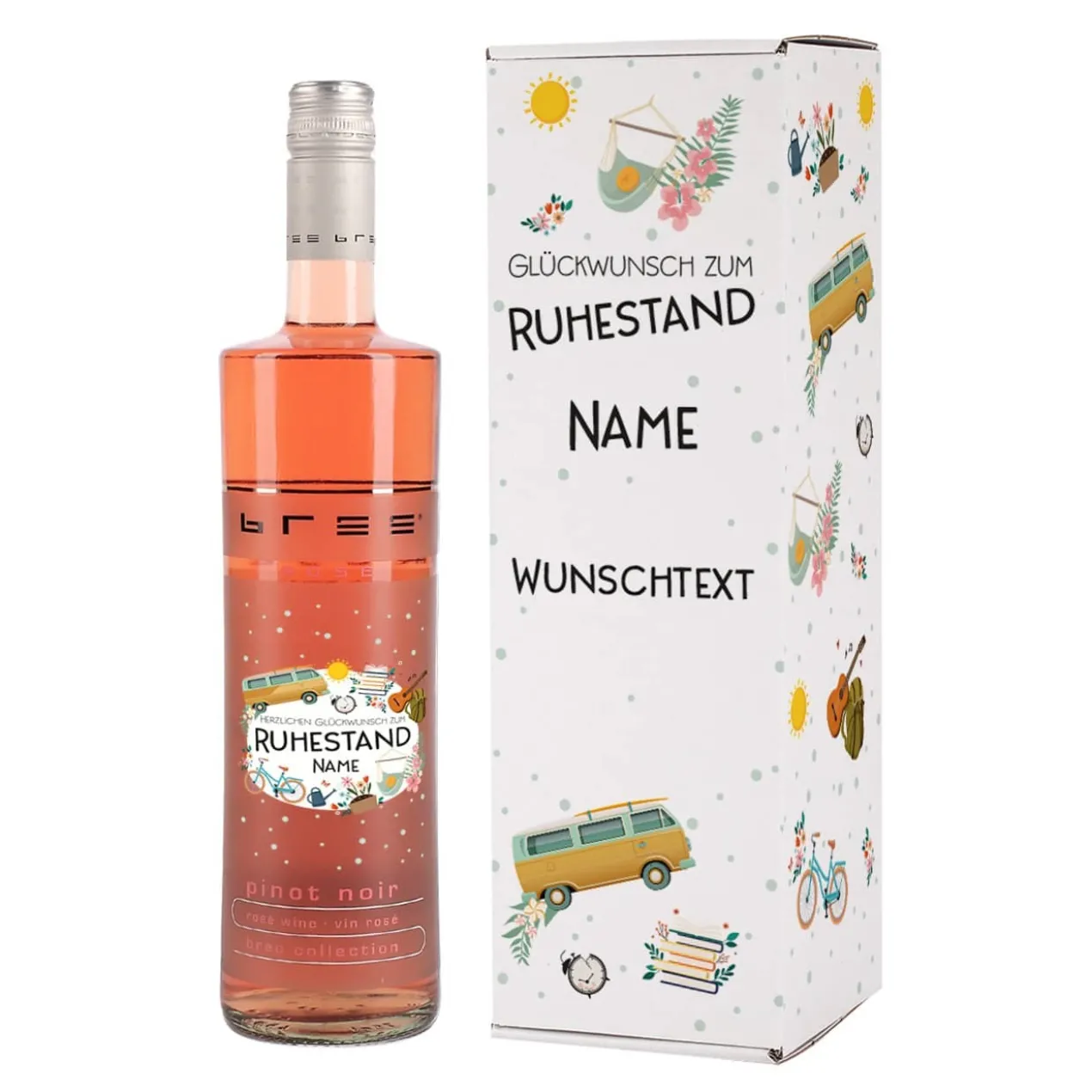 BREE Wein zur Rente mit bedruckter Verpackung mit Name und Wunschtext