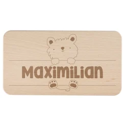 Brettchen mit Teddymotiv und Wunschname graviert