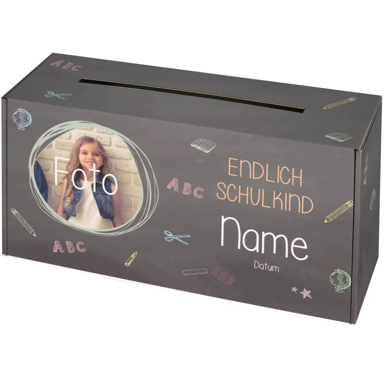 Briefbox zur Einschulung mit Foto und Namensaufdruck