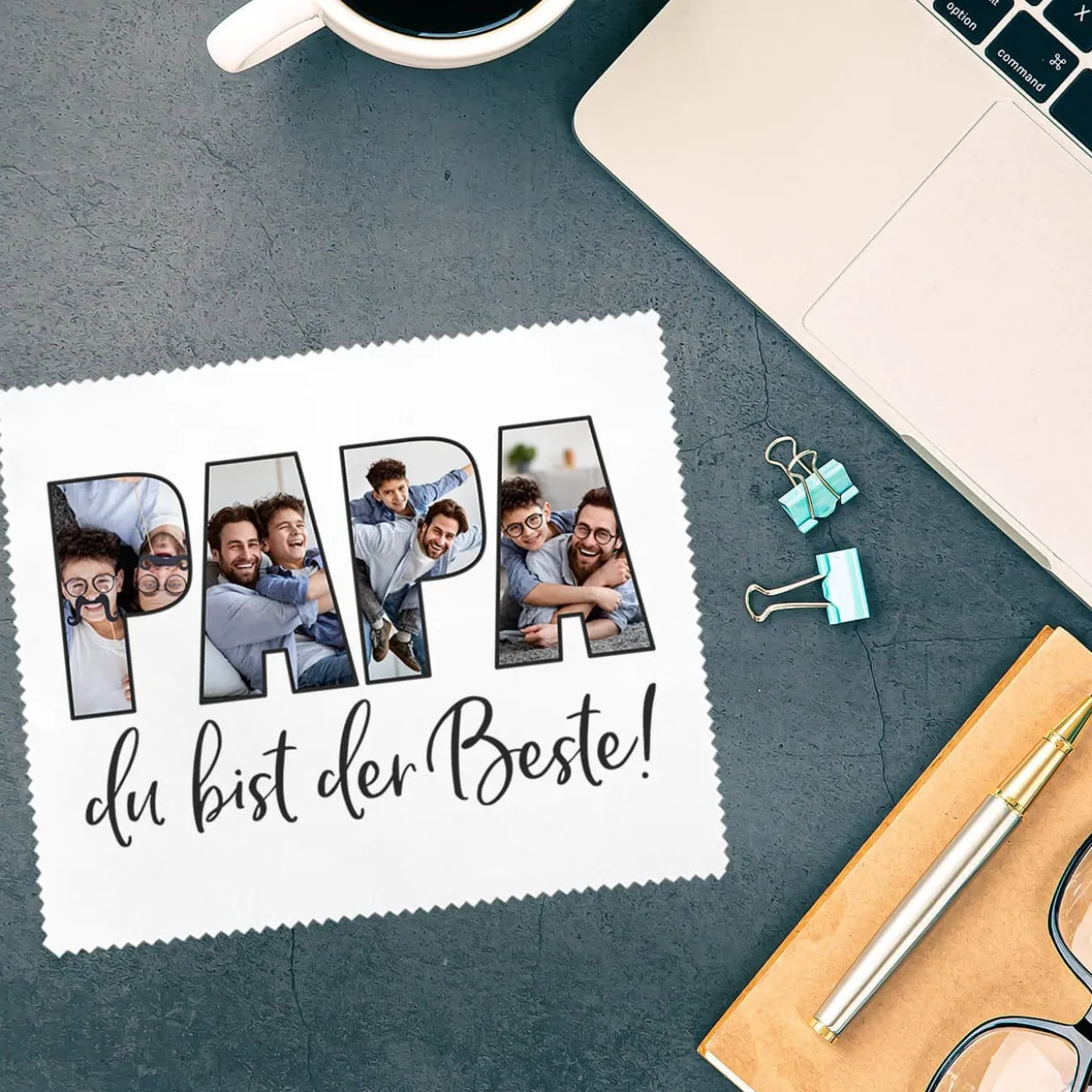 Brillenputztuch als Fotogeschenk für den besten Papa