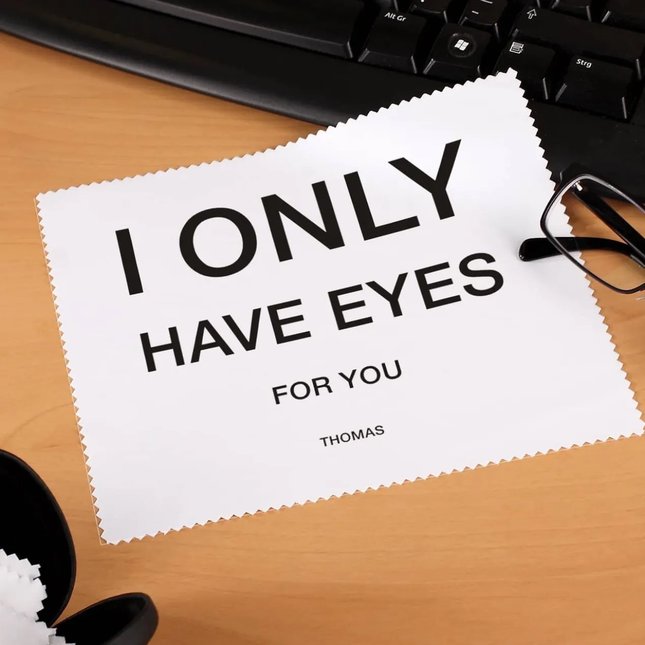 Brillenputztuch - I ONLY HAVE EYES - Geschenk für Verliebte