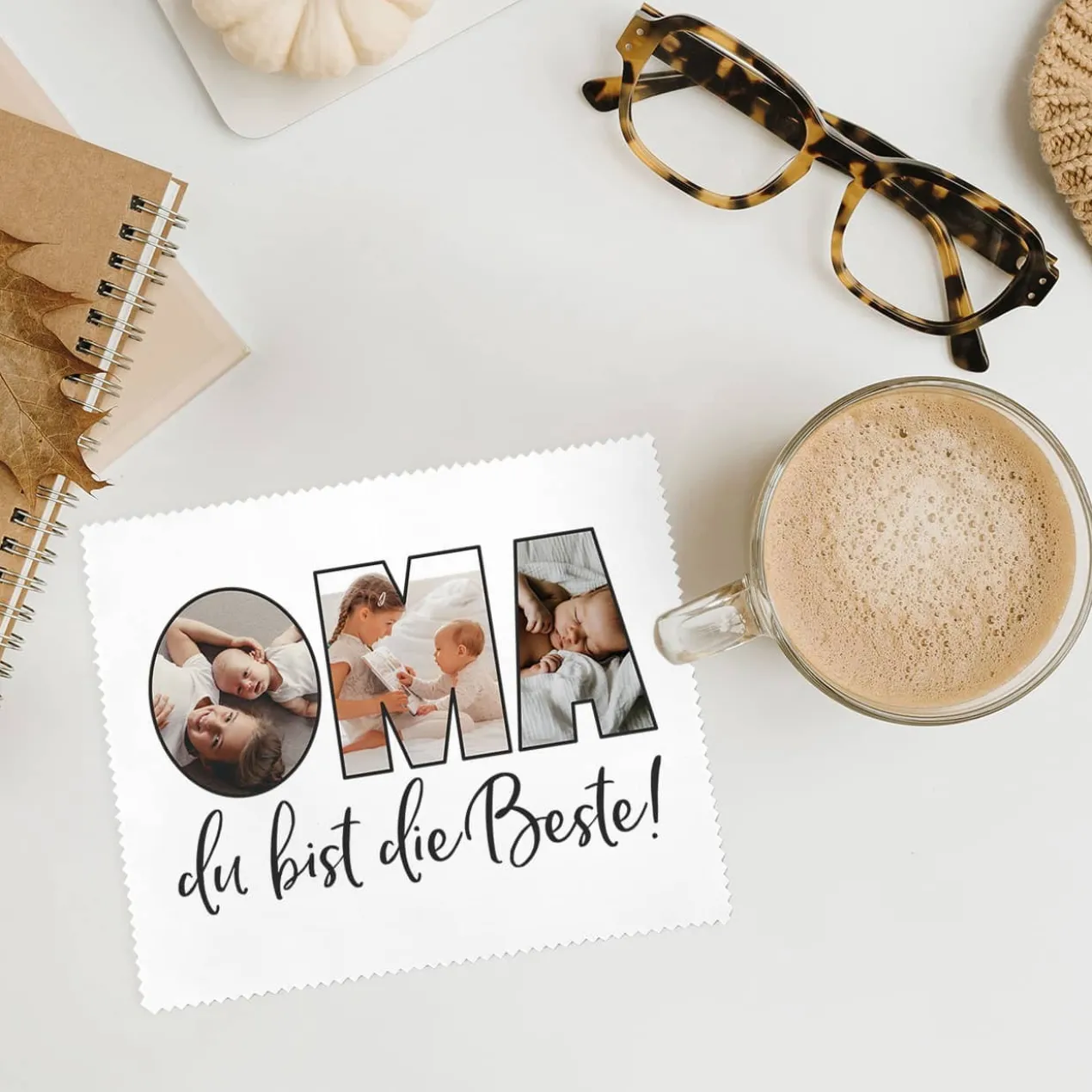 Brillenputztuch mit Fotoaufdruck für die beste Oma