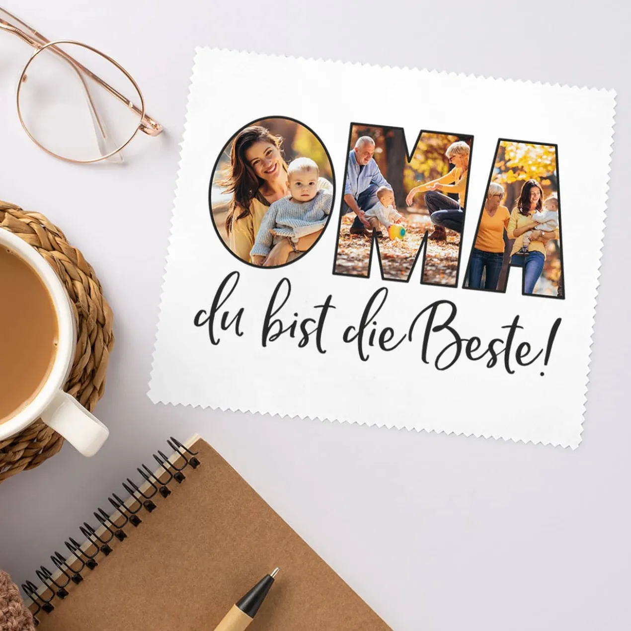 Brillenputztuch mit Fotoaufdruck für die beste Oma