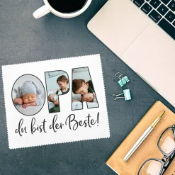 Brillenputztuch mit 3 Fotos für den besten Opa