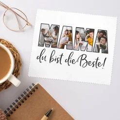 Brillenputztuch mit 4 Fotos für die beste Mama