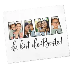 Brillenputztuch mit 4 Fotos für die beste Mama