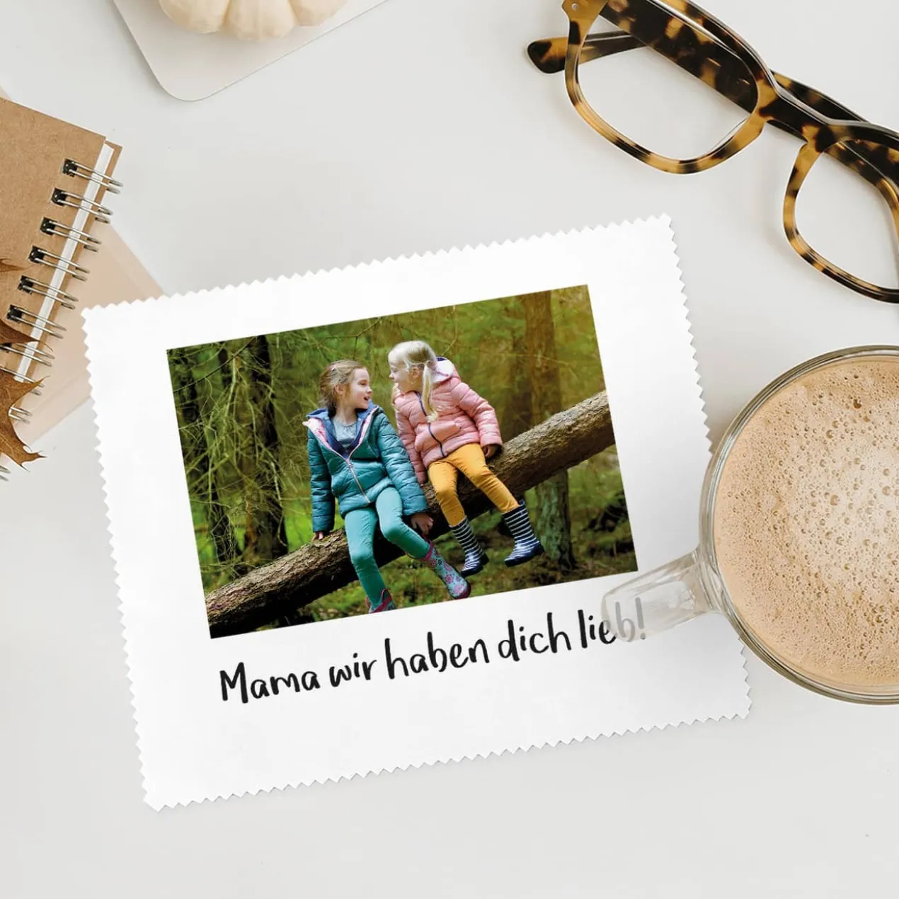 Brillenputztuch mit Foto und Wunschtext