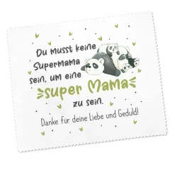 Brillenputztuch mit Panda Motiv - Super Mama - personalisiert mit Wunschtext | Geschenk zum Muttertag