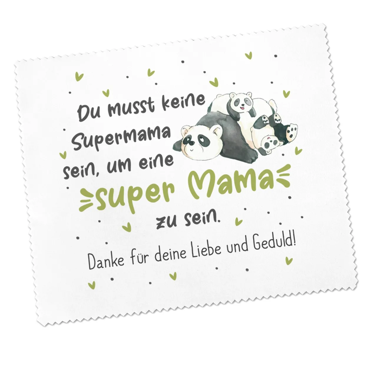 Brillenputztuch mit Panda Motiv - Super Mama - personalisiert mit Wunschtext | Geschenk zum Muttertag