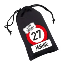 Brillentasche mit persönlichem Verkehrszeichenmotiv zum Geburtstag
