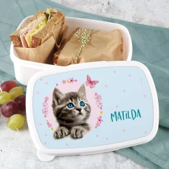 Brotdose mit Baby-Katze und Ihrem Wunschnamen bedruckt