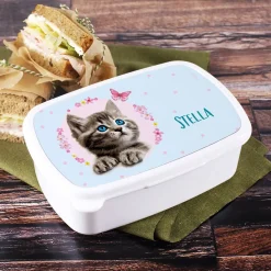 Brotdose mit Baby-Katze und Ihrem Wunschnamen bedruckt