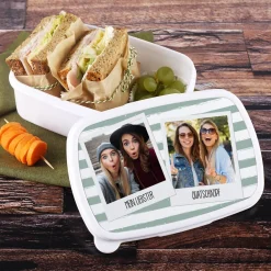 Brotdose mit Polaroid-Fotomotiv und Ihren Wunschtexten bedruckt