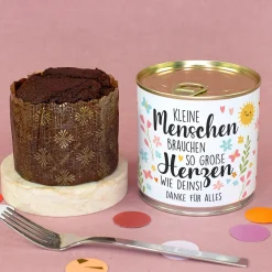 Brownie in der Dose als personalisiertes Geschenk für Erzieher & Lehrer | Kuchen in Bäckerqualität