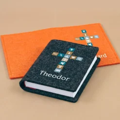 Buchhülle für Gotteslob & Gesangbuch mit Kreuz und Name personalisiert | Geschenk für Jungen und Männer