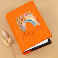 Buchhülle für Gotteslob & Gesangbuch mit Regenbogen Motiv und Name personalisiert | Anthrazit o. Orange