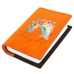 Buchhülle für Gotteslob & Gesangbuch mit Regenbogen Motiv und Name personalisiert | Anthrazit o. Orange