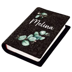 Buchhülle für Gotteslob mit Eukalyptus Motiv und Name | Personalisierte Schutzhülle für Gesangbuch