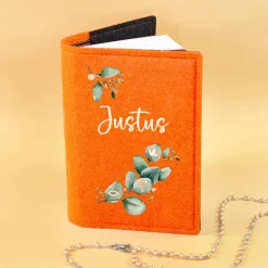 Buchhülle für Gotteslob mit Eukalyptus Motiv und Name | Personalisierte Schutzhülle für Gesangbuch
