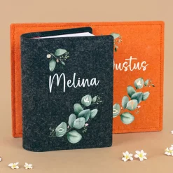 Buchhülle für Gotteslob mit Eukalyptus Motiv und Name | Personalisierte Schutzhülle für Gesangbuch