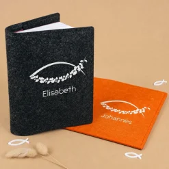 Buchhülle für Gotteslob mit Ichthys Fisch Motiv & Name | Personalisierte Schutzhülle für Gesangbuch
