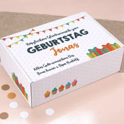 Bunte Geschenkverpackung zum Geburtstag