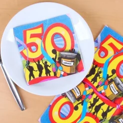 Bunte Servietten zum 50. Geburtstag