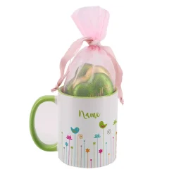 Bunte Tasse mit Frühlingsmotiv