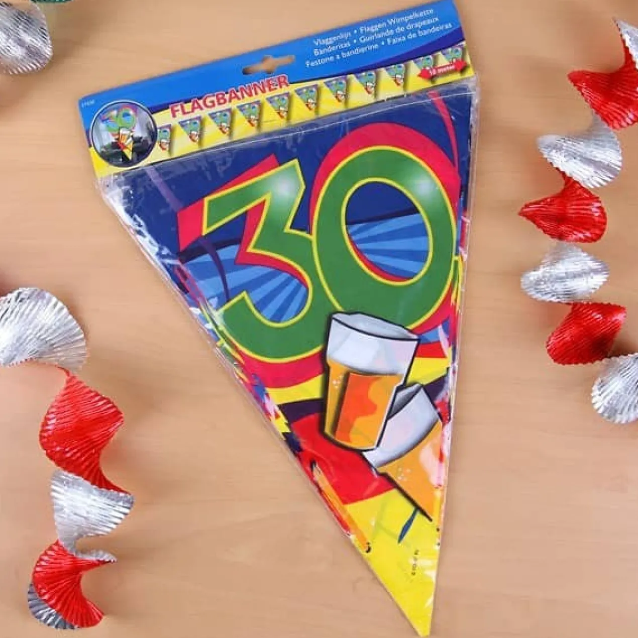 Bunte Wimpelkette zum 30. Geburtstag