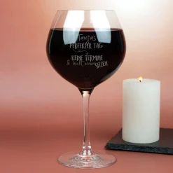 Burgunderglas von Leonardo mit Gravur 'Perfekter Tag' & Name | Personalisiertes Weinglas Geschenk