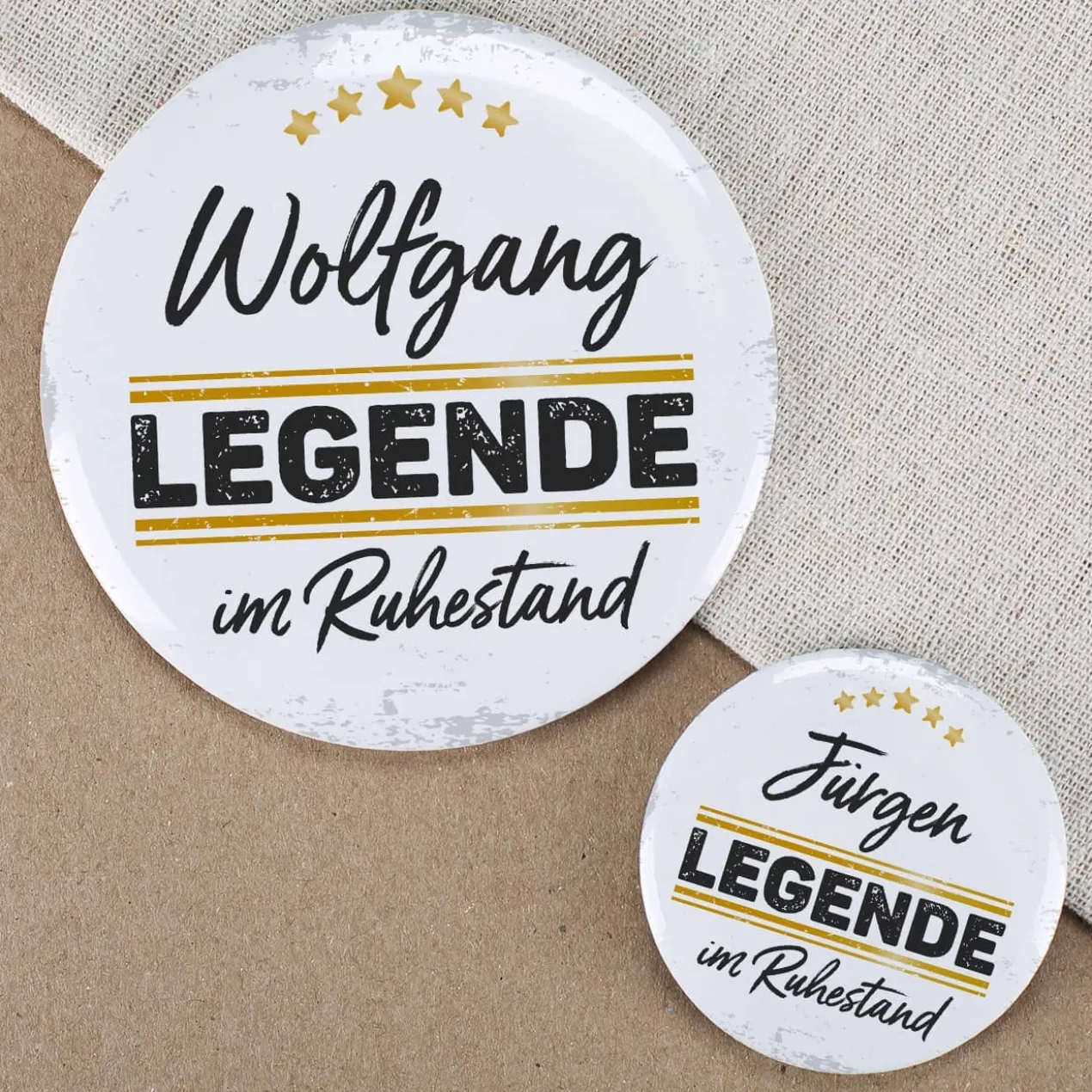 Button - Eine Legende geht in Rente - mit Namensaufdruck in 2 Größen