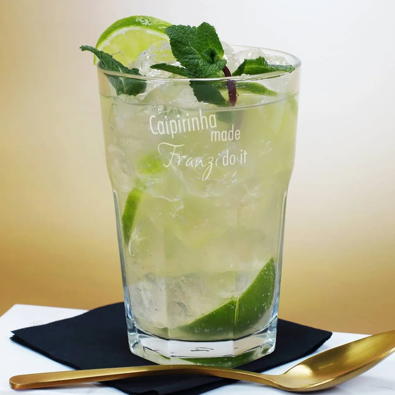 Caipirinha Cocktailset mit graviertem Glas und schöner Geschenkverpackung
