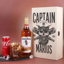 Captain Morgan Geschenkset mit Glas, Cola, Captain und Geschenkbox
