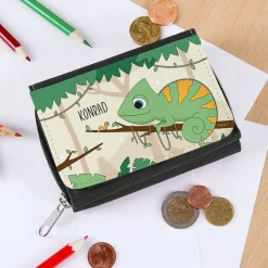 Chamäleon Geldbörse für Kinder mit Namensaufdruck