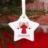 Christbaumanhänger aus Keramik mit Engel, Herzen und Name