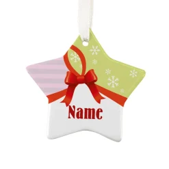 Christbaumanhänger aus Keramik Stern mit Schleife