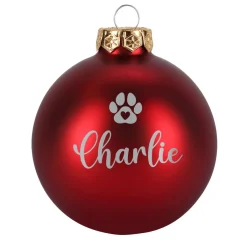 Christbaumkugel für Tiere mit Name und Pfote graviert