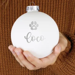 Christbaumkugel für Tiere mit Name und Pfote graviert