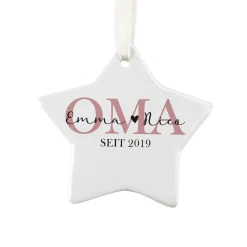 Christbaumschmuck - Oma seit - bedruckter Sternanhänger