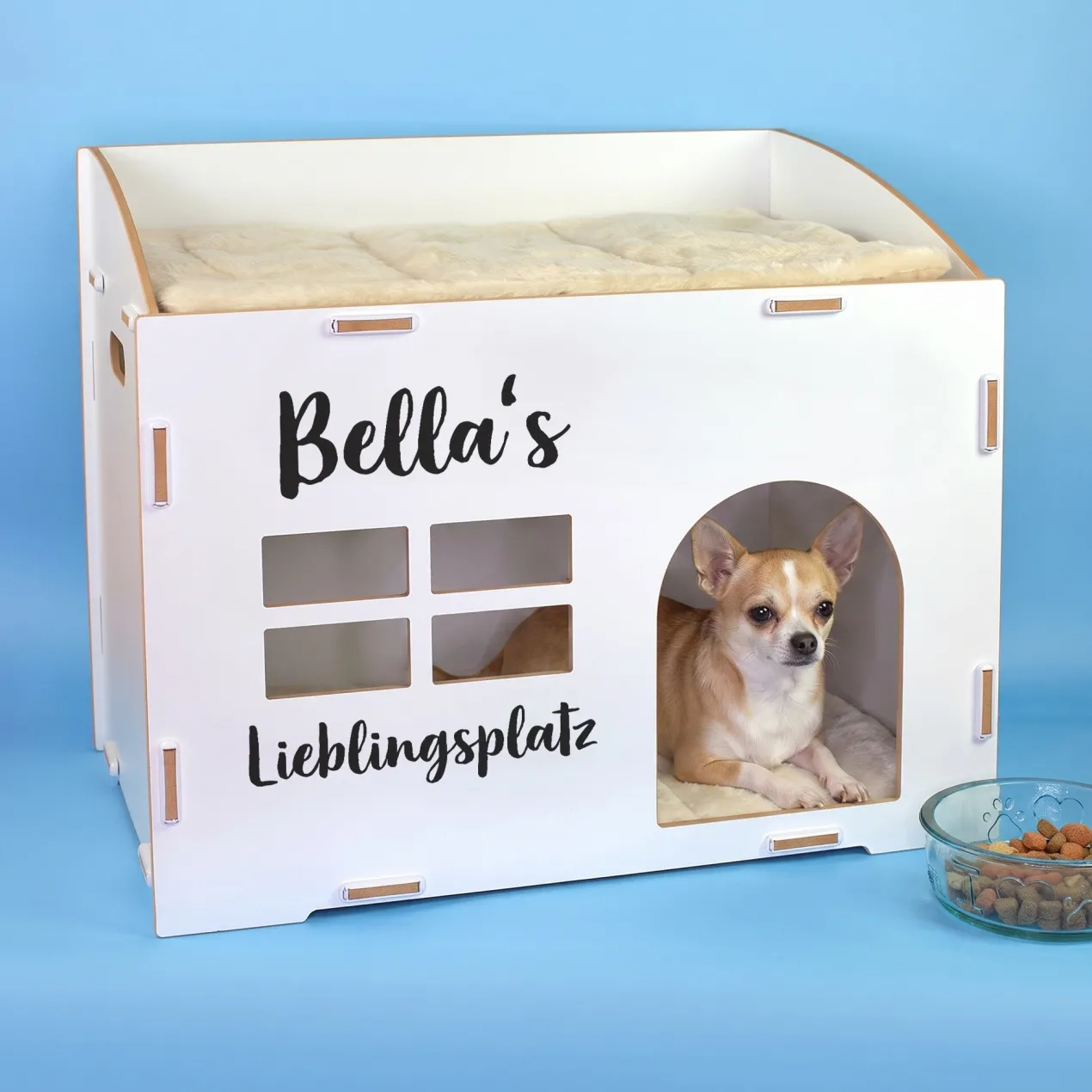 clipfritz Katzenhaus aus Holz personalisiert mit Name & Wunschtext | Geschenk für Katzen