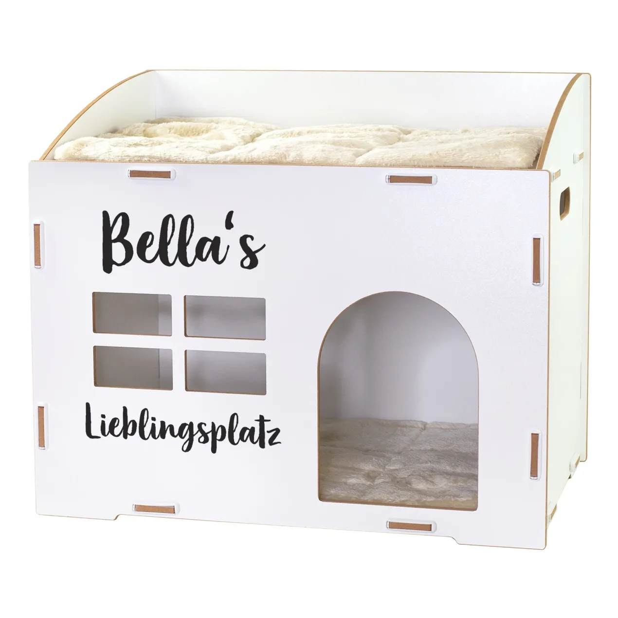 clipfritz Katzenhaus aus Holz personalisiert mit Name & Wunschtext | Geschenk für Katzen
