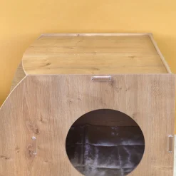clipfritz Katzenhaus aus Holz personalisiert mit Name | Haus mit Futterstation für Katzen