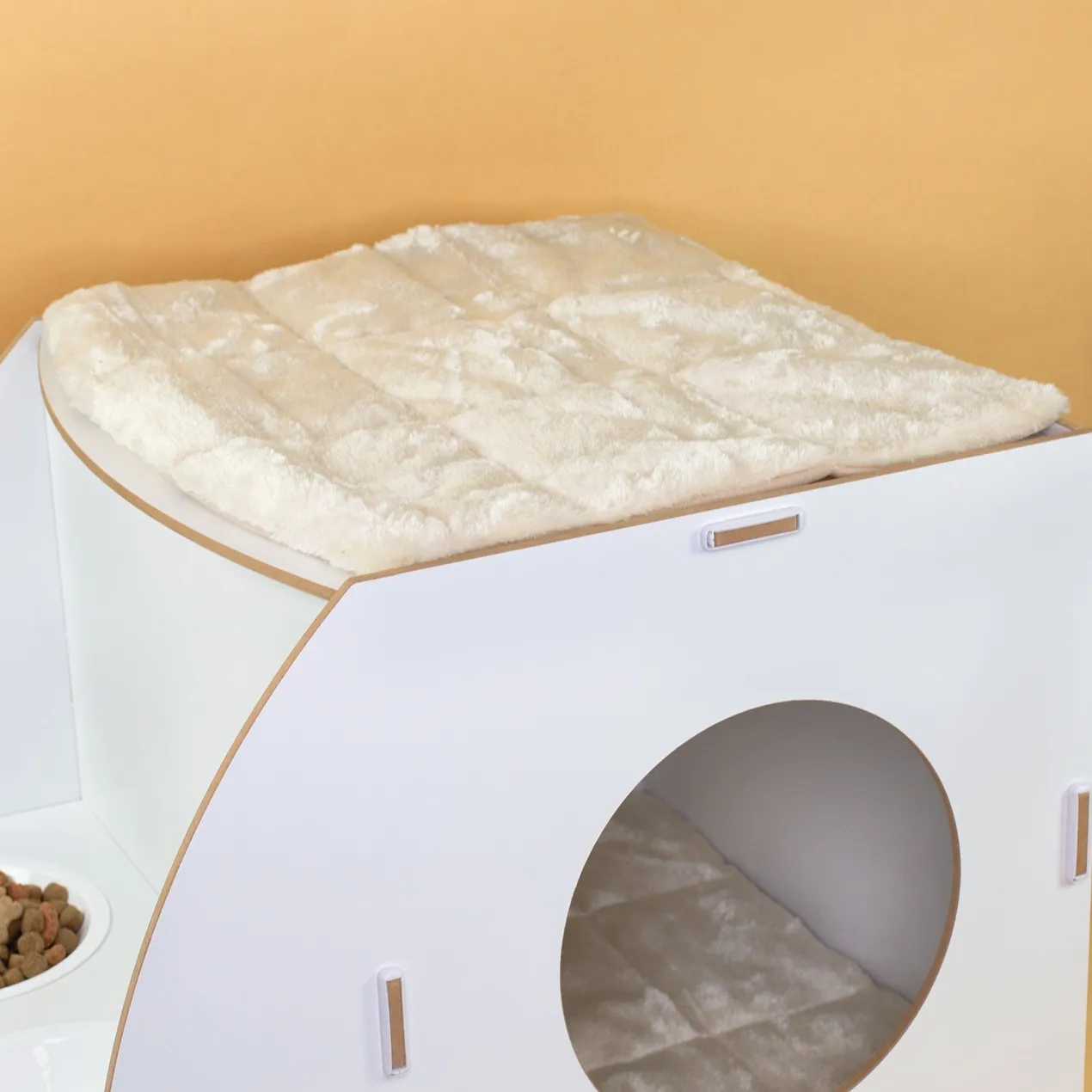 clipfritz Katzenhaus aus Holz personalisiert mit Name | Haus mit Futterstation für Katzen