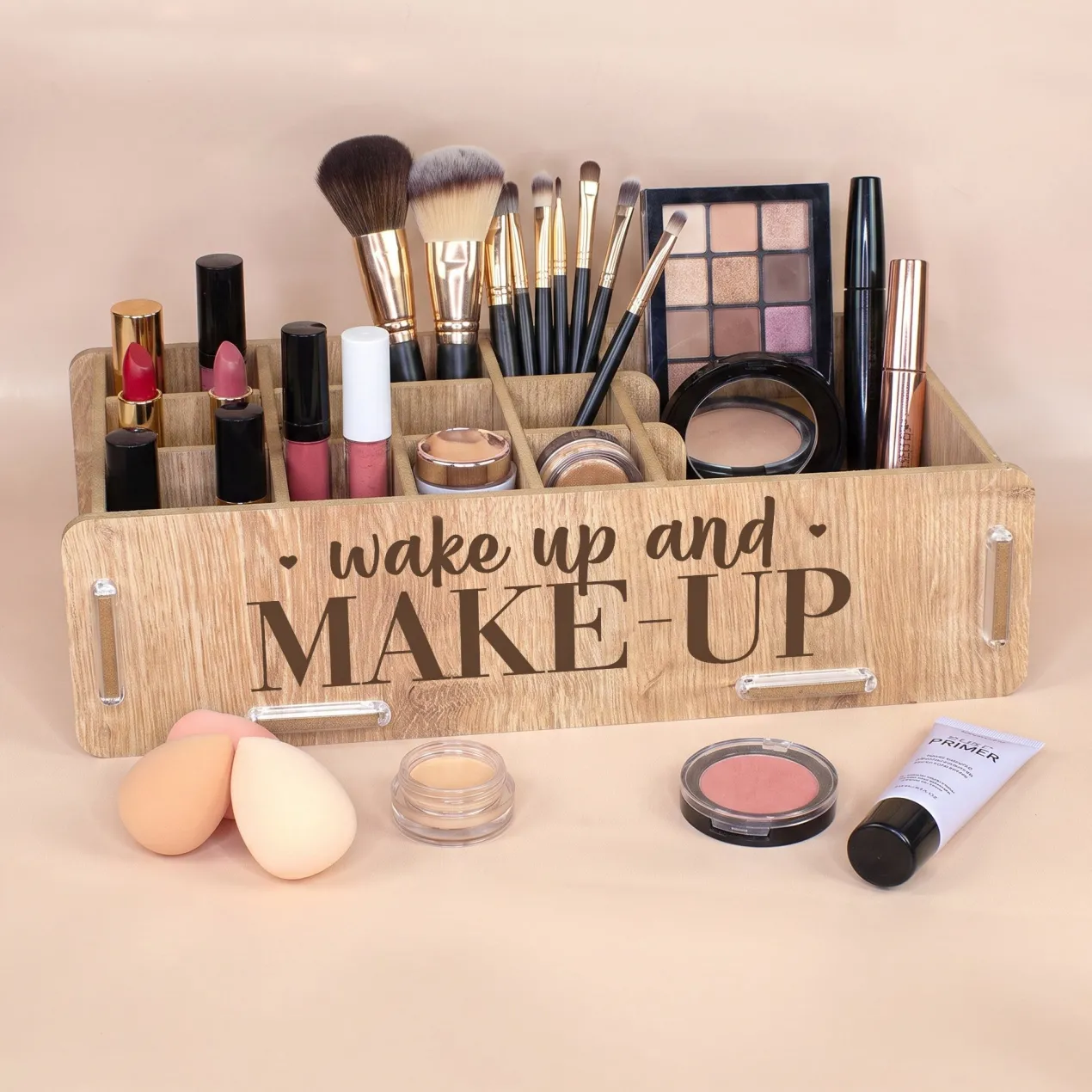 clipfritz Make up Organizer aus Holz | Kosmetik Aufbewahrung als Geschenk für Frauen