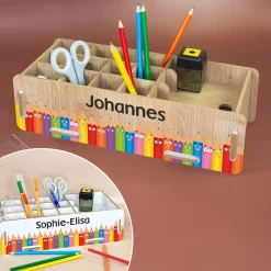 clipfritz Stiftebox aus Holz personalisierbar mit Name | Organizer als Geschenk für Kinder