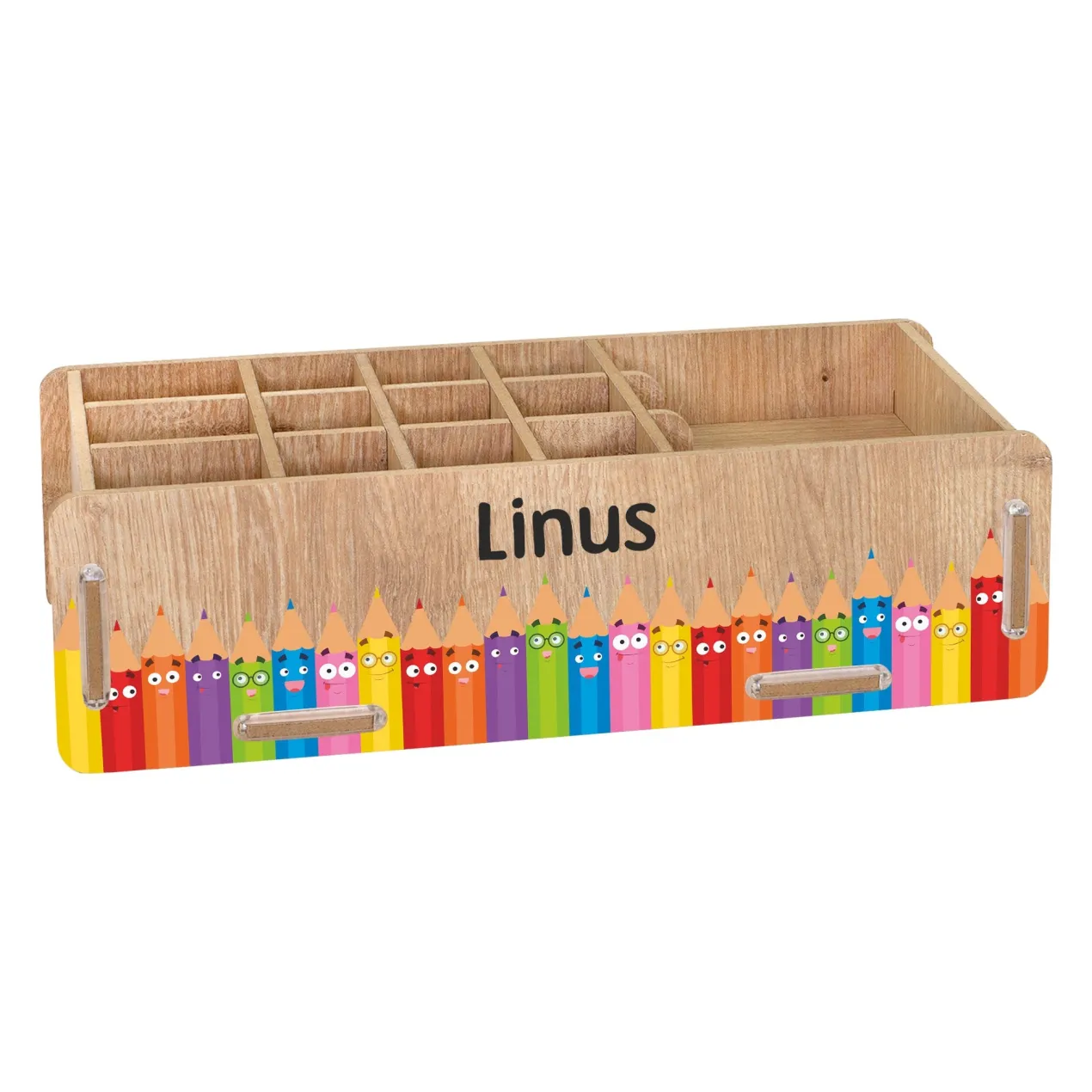 clipfritz Stiftebox aus Holz personalisierbar mit Name | Organizer als Geschenk für Kinder