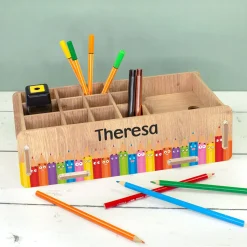 clipfritz Stiftebox aus Holz personalisierbar mit Name | Organizer als Geschenk für Kinder