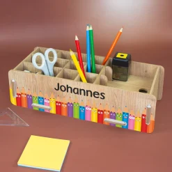 clipfritz Stiftebox aus Holz personalisierbar mit Name | Organizer als Geschenk für Kinder