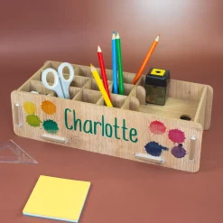 clipfritz Stiftebox personalisiert mit Name | Organizer aus Holz als Geschenk für Kinder